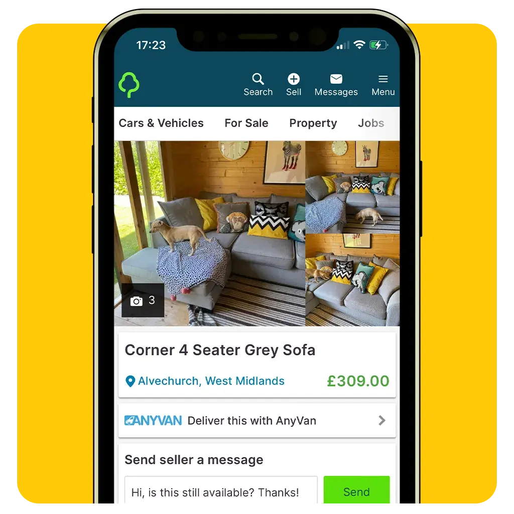 Gumtree removal service displayed on mobile phone screen