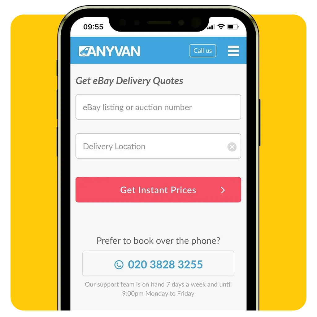 ebay courier service form on mobile phone screen