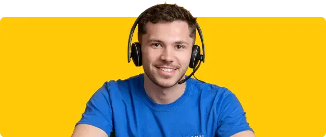 Image of an AnyVan customer service agent with a headset on 