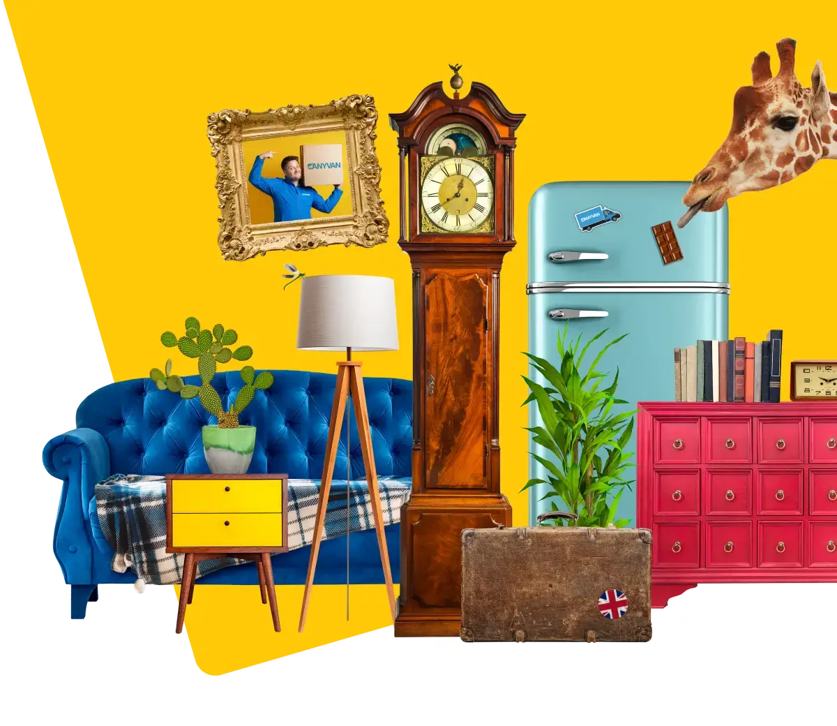 Courier service for furniture delivery and large items, including fridge, sofa, bedside table, grandfather clock